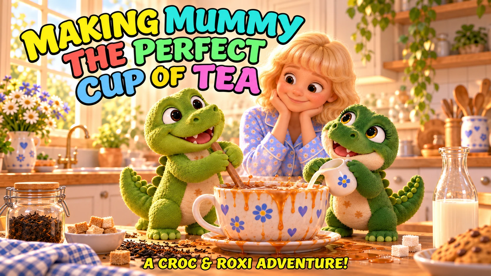 Croc and Roxi making tea for Mummy